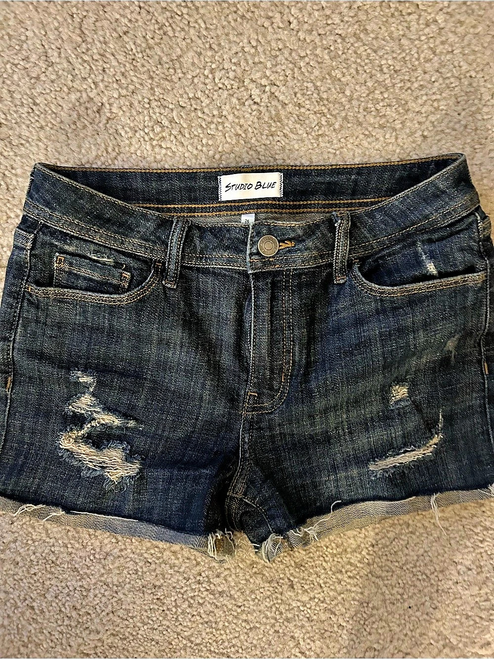 Studio Blue Distressed Denim Jean Shorts Size 26